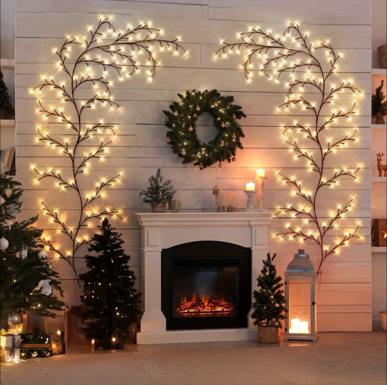 144 LED Glowing Vine Pendant Lights – Artificial Willow Vine Tree for Indoor Wall Décor, Bedroom, Fireplace & Holiday Decorations – Warm Fairy Light Vine for Christmas, Halloween & Parties