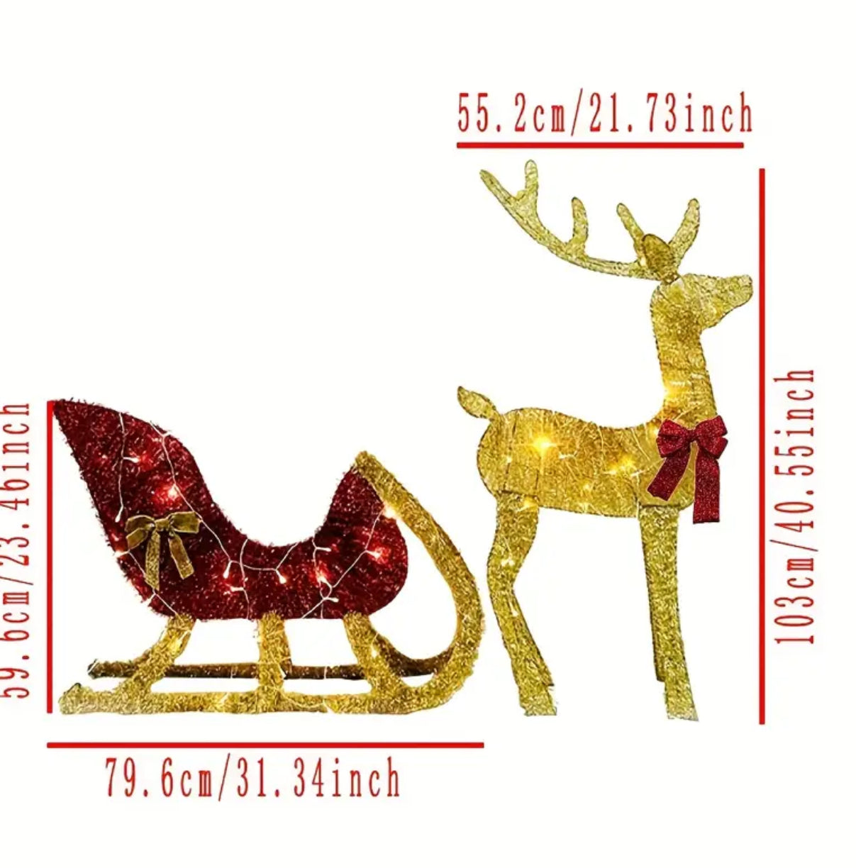 1pc Golden Reindeer Christmas Decoration with LED Lights - Festive Holiday Decor for Home, Shop, or Party, Creates a Warm and Dreamy Atmosphere, Iron Material, Battery Operated (3 AA Batteries Not Included), Christmas Decorations