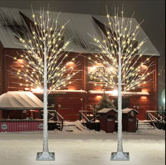 6FT Birch Tree Lights (1pc/2pcs Set) – Lighted Artificial Birch Tree for Indoor & Outdoor Décor, Warm LED Decorative Tree for Christmas, Halloween, Parties & Home Decoration