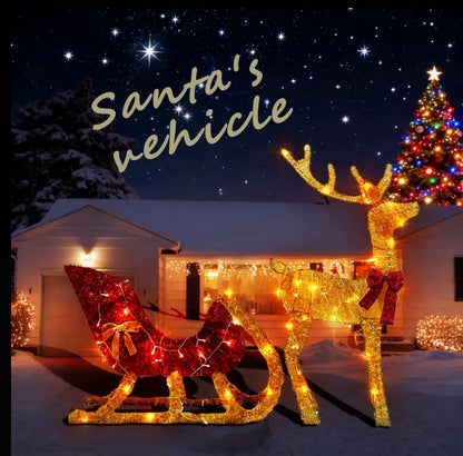 1pc Golden Reindeer Christmas Decoration with LED Lights - Festive Holiday Decor for Home, Shop, or Party, Creates a Warm and Dreamy Atmosphere, Iron Material, Battery Operated (3 AA Batteries Not Included), Christmas Decorations