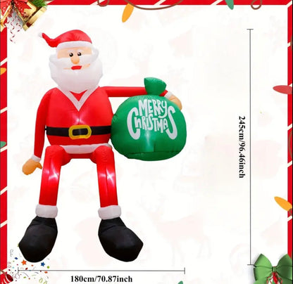 8ft Tall Santa Climbing Inflatable Christmas Decoration with LED Lights - Outdoor/Indoor Holiday Decor for Lawn, Yard, and Home, Durable Polyester, 100-120V, US Plug, Festive Indoor Outdoor Decor|Playful Santa Design|Durable Polyester, Christmas Decoratio