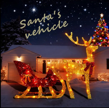1pc Golden Reindeer Christmas Decoration with LED Lights - Festive Holiday Decor for Home, Shop, or Party, Creates a Warm and Dreamy Atmosphere, Iron Material, Battery Operated (3 AA Batteries Not Included), Christmas Decorations