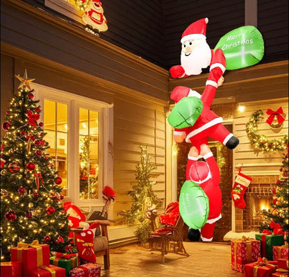 8ft Christmas Inflatables Outdoor Decorations, Climbing Santa Inflatable with Suction Cups, Christmas Blow Up Yard Decor Funny Christmas Inflatable for Outside Window Roof, Inflatable Decorations