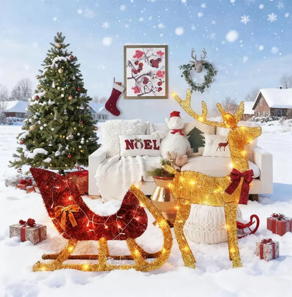 1pc Golden Reindeer Christmas Decoration with LED Lights - Festive Holiday Decor for Home, Shop, or Party, Creates a Warm and Dreamy Atmosphere, Iron Material, Battery Operated (3 AA Batteries Not Included), Christmas Decorations