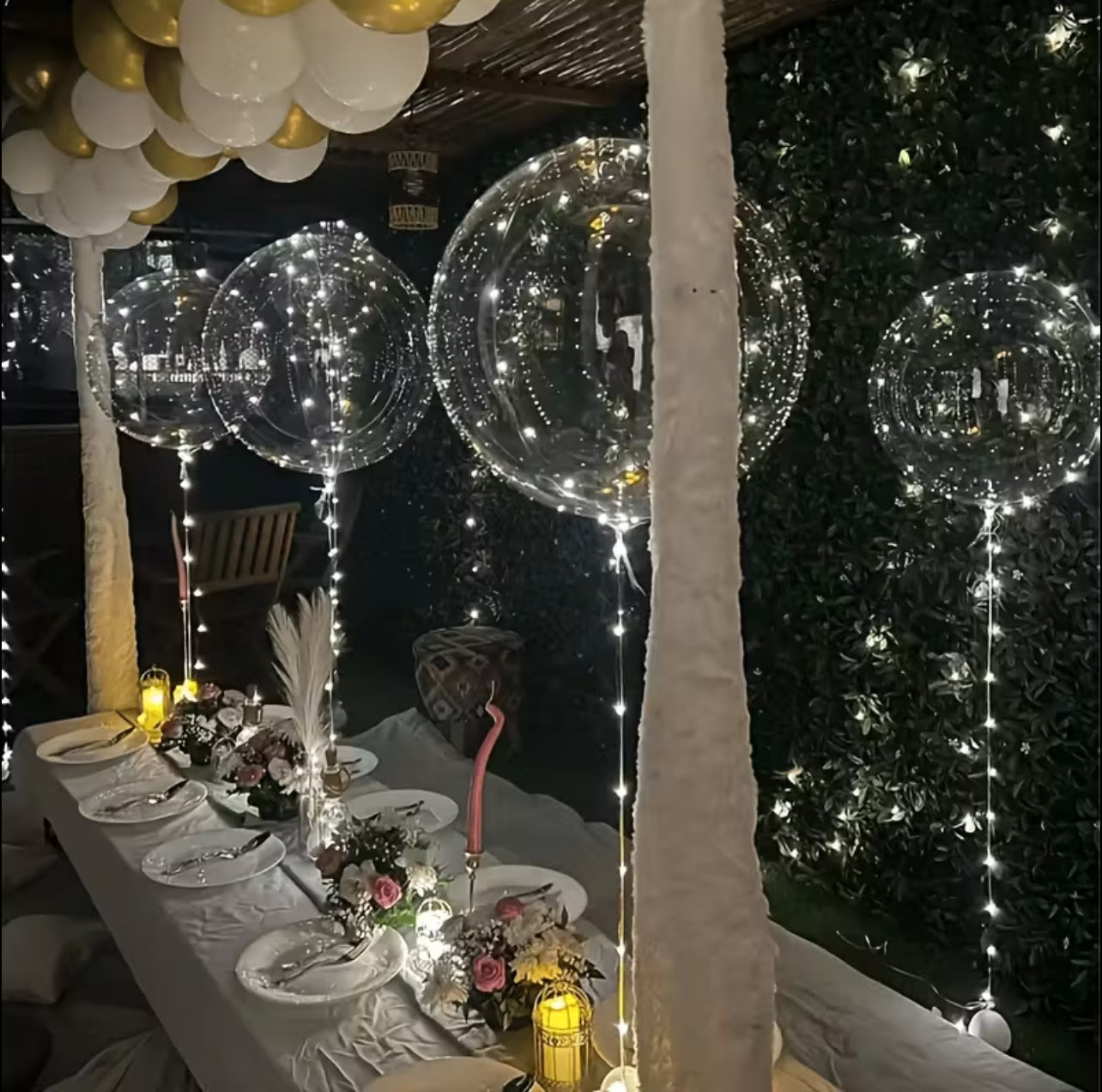 20-Pack LED Light-Up Transparent Bubble Balloons with String Lights – 10 Foil Glow Balloons + 10 LED Strips (Batteries Not Included) | Luminous Bobo Balloons for Weddings, Birthdays, Parties, Christmas & New Year Decorations