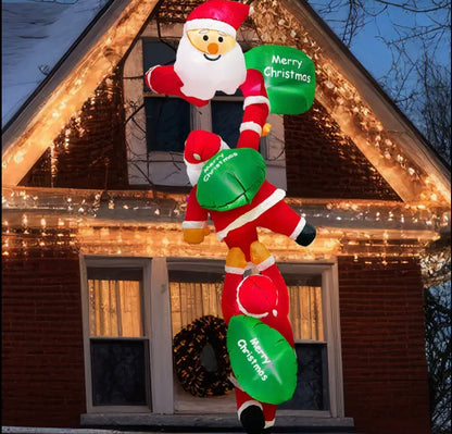8ft Christmas Inflatables Outdoor Decorations, Climbing Santa Inflatable with Suction Cups, Christmas Blow Up Yard Decor Funny Christmas Inflatable for Outside Window Roof, Inflatable Decorations