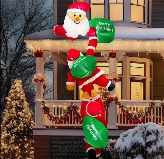 8ft Christmas Inflatables Outdoor Decorations, Climbing Santa Inflatable with Suction Cups, Christmas Blow Up Yard Decor Funny Christmas Inflatable for Outside Window Roof, Inflatable Decorations
