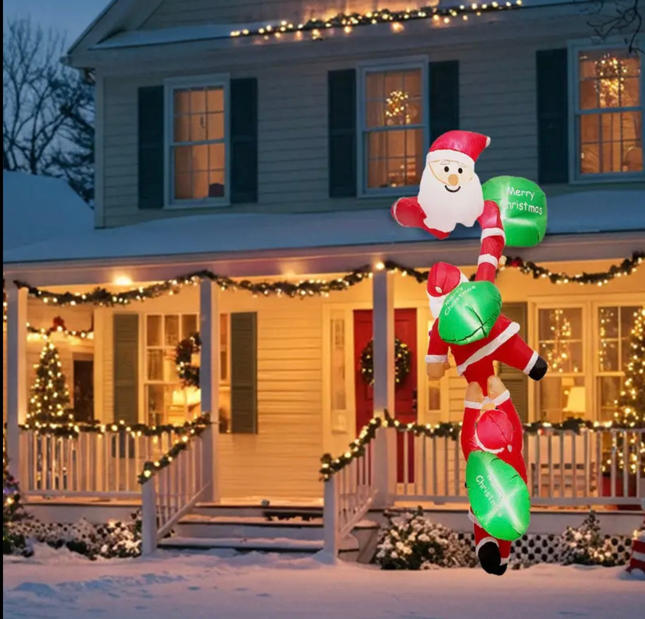 8ft Christmas Inflatables Outdoor Decorations, Climbing Santa Inflatable with Suction Cups, Christmas Blow Up Yard Decor Funny Christmas Inflatable for Outside Window Roof, Inflatable Decorations