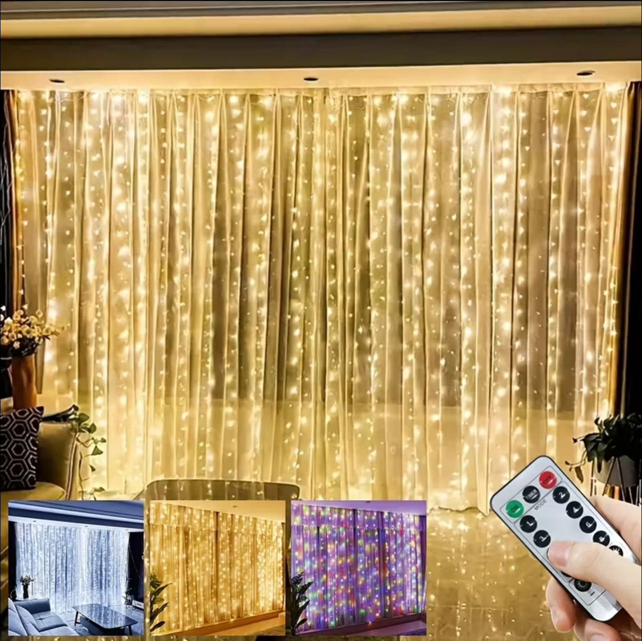 600 LED Curtain String Lights, 20ft x 10ft Backdrop Fairy Lights with Remote | 8 Modes, USB Powered | Ideal for Ramadan, Eid, Valentine’s Day, Weddings, Parties & Home Decor