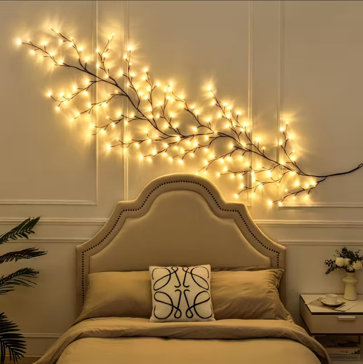 144 LED Glowing Vine Pendant Lights – Artificial Willow Vine Tree for Indoor Wall Décor, Bedroom, Fireplace & Holiday Decorations – Warm Fairy Light Vine for Christmas, Halloween & Parties
