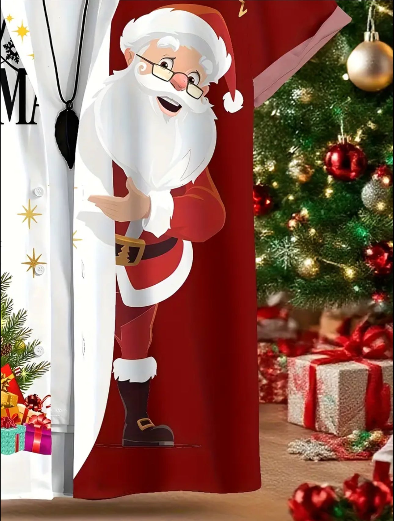 Men's Christmas Print Dress Shirt - Festive & Half-Button Collar with Collar, Long Sleeve Casual Party Shirt for Holiday Events, New Year's Eve & Xmas - Wrinkle-Resistant & Easy-Care (Hand Wash/Dry Clean) - Ideal Christmas Gift for Men - Vibrant