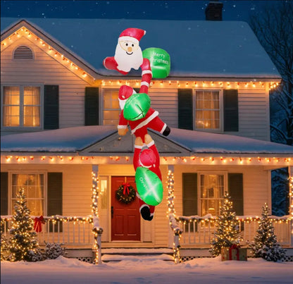 8ft Christmas Inflatables Outdoor Decorations, Climbing Santa Inflatable with Suction Cups, Christmas Blow Up Yard Decor Funny Christmas Inflatable for Outside Window Roof, Inflatable Decorations
