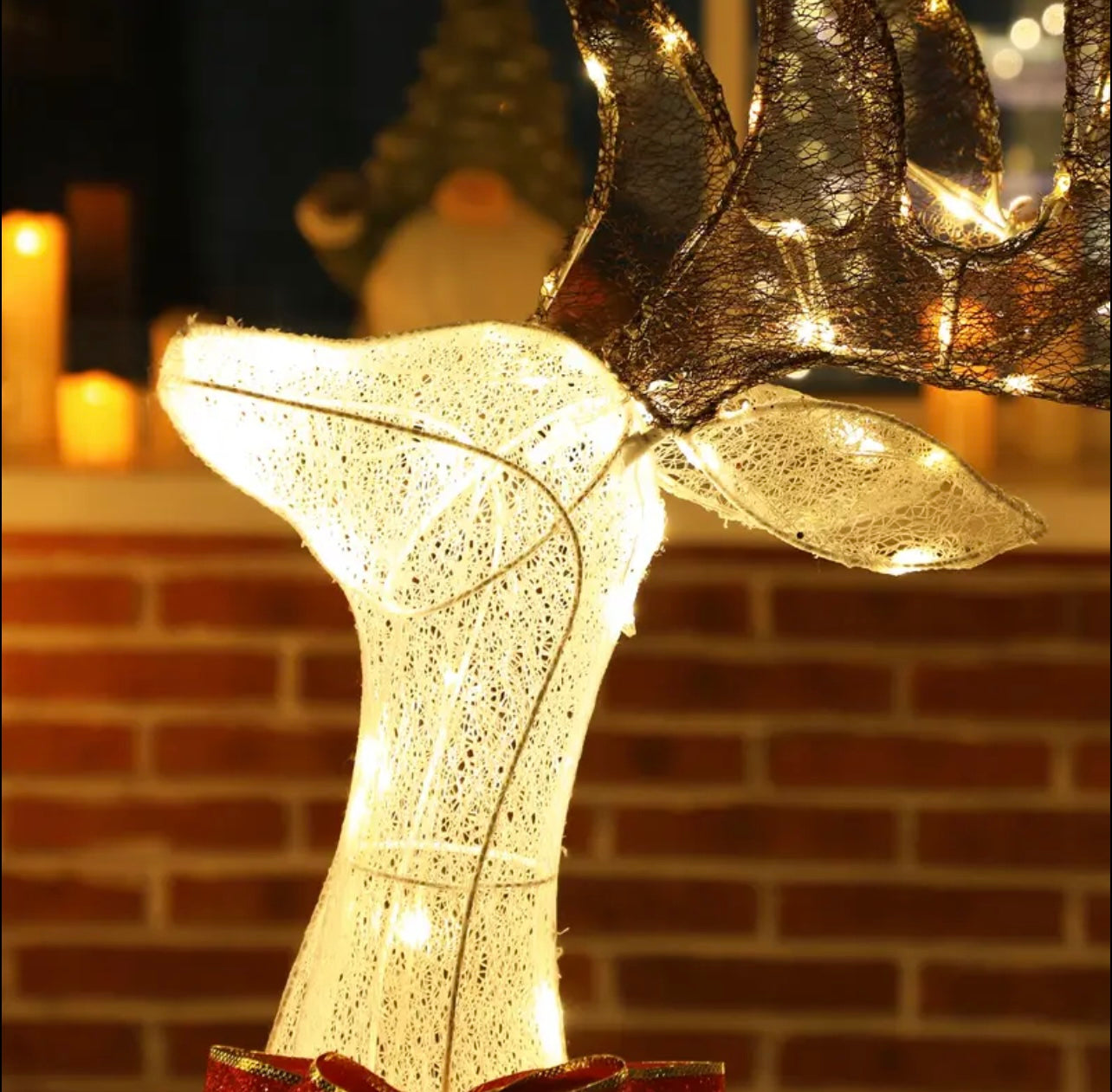 3D Pre Lit Christmas Reindeer 3pcs , IP44 Reindeer 3pcs Decoration, Outdoor Christmas Decorations, with Warm 210 LED Lights, Floor Studs, Outdoor Decor Lights, Christmas Decor, Holiday Decorations, For Outdoor Courtyards, Gardens, Lawns