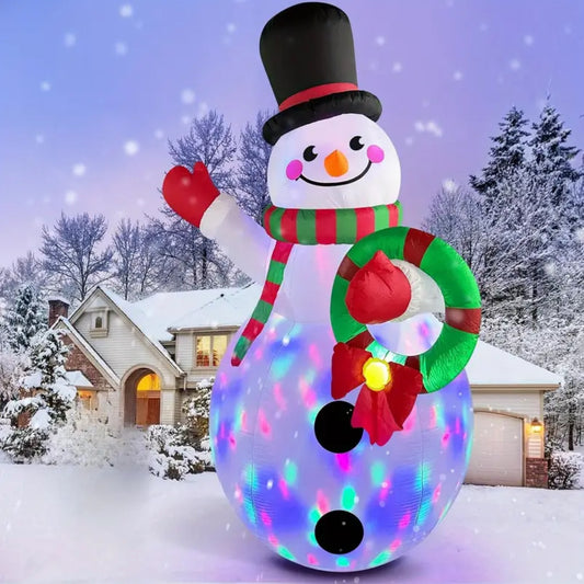 8ft Giant Christmas Inflatable Snowman with Built-in Rotating Color LED Lights - Outdoor/Indoor Holiday Decoration, Durable Polyester, 100-120V, US Plug, Festive Snowman Design for Yard & Home Decor, Inflatable Christmas Decorations, Festive Yard Display
