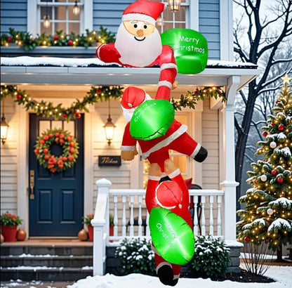 8ft Christmas Inflatables Outdoor Decorations, Climbing Santa Inflatable with Suction Cups, Christmas Blow Up Yard Decor Funny Christmas Inflatable for Outside Window Roof, Inflatable Decorations