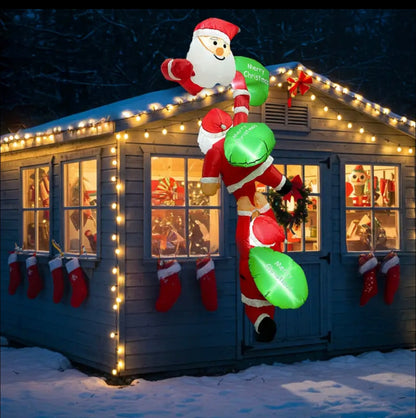 8ft Christmas Inflatables Outdoor Decorations, Climbing Santa Inflatable with Suction Cups, Christmas Blow Up Yard Decor Funny Christmas Inflatable for Outside Window Roof, Inflatable Decorations