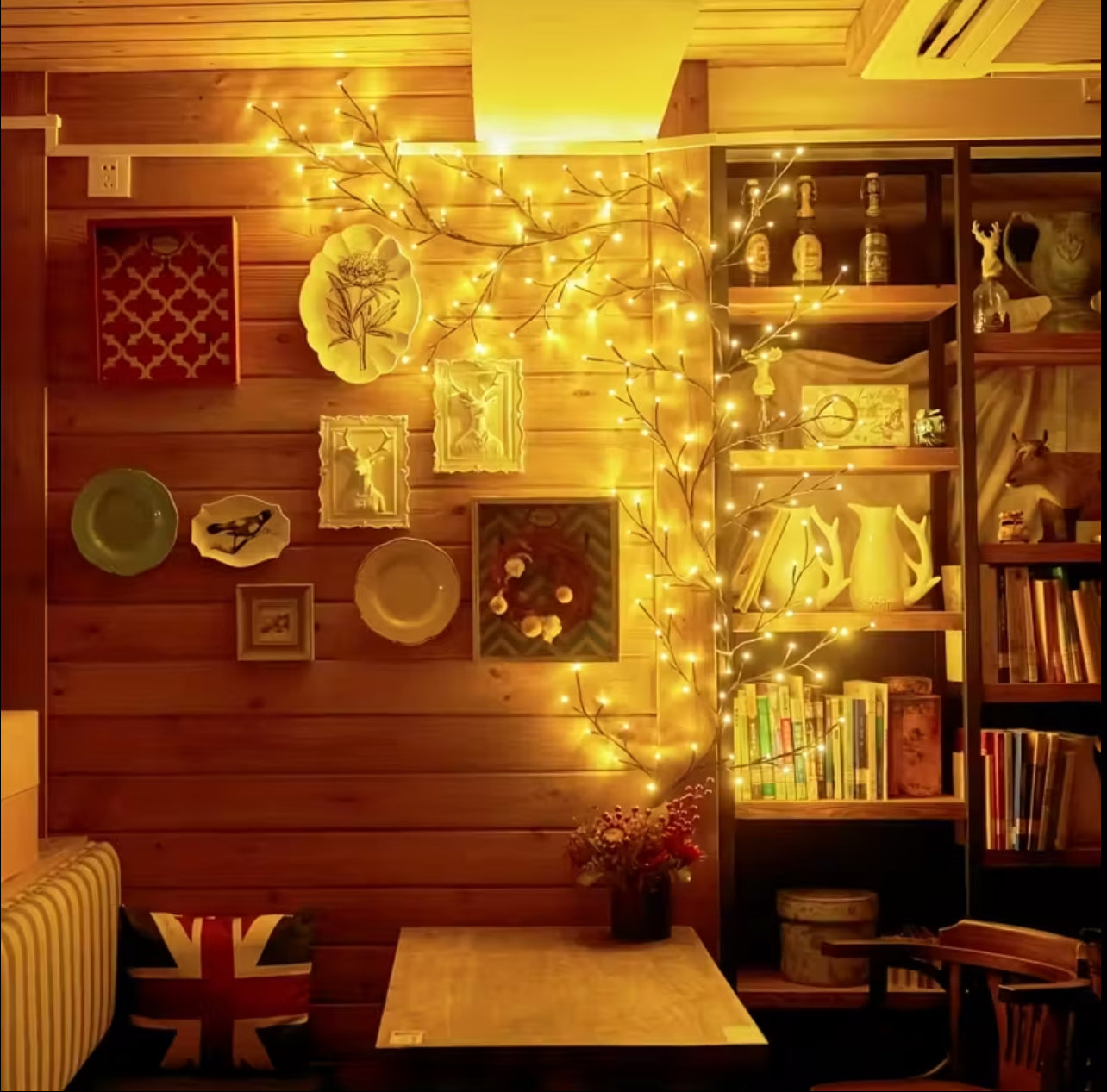 144 LED Glowing Vine Pendant Lights – Artificial Willow Vine Tree for Indoor Wall Décor, Bedroom, Fireplace & Holiday Decorations – Warm Fairy Light Vine for Christmas, Halloween & Parties