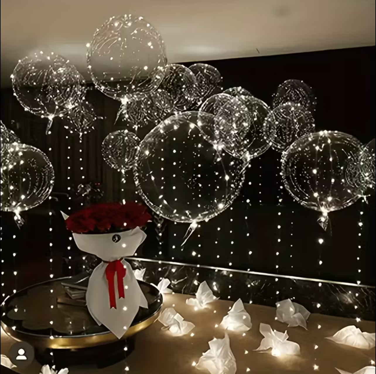 20-Pack LED Light-Up Transparent Bubble Balloons with String Lights – 10 Foil Glow Balloons + 10 LED Strips (Batteries Not Included) | Luminous Bobo Balloons for Weddings, Birthdays, Parties, Christmas & New Year Decorations